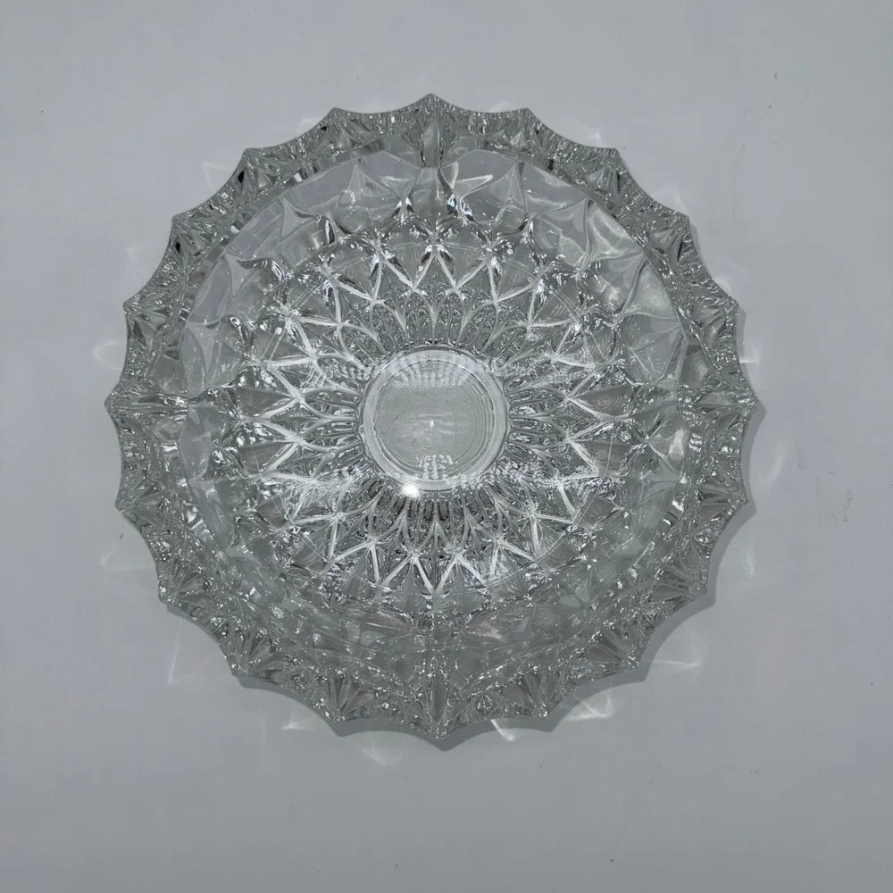 Large Clear Glass Ashtray Heavy 4‎ Rests Round Circular 7